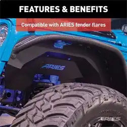 ARIES 2500450 - Jeep Wrangler JK Aluminum Front and Rear Inner Fender Liners