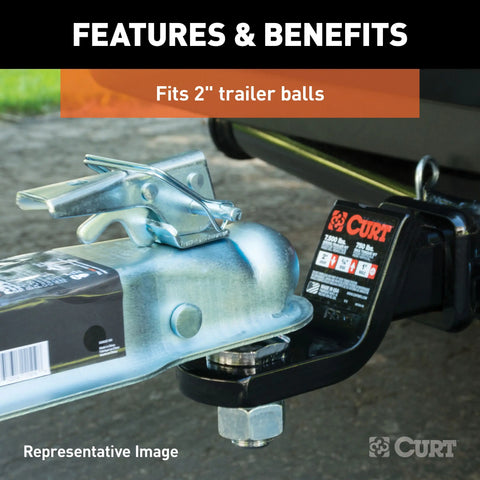CURT 25100 - 2in. Straight-Tongue Coupler with Posi-Lock (3in. Channel 5000 lbs Zinc)