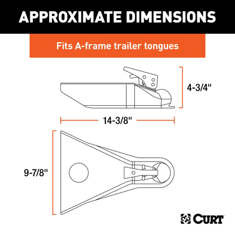 CURT 25101 A-Frame Trailer Coupler, 2-Inch Hitch Ball, 5,000 lbs