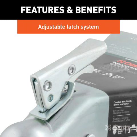 CURT 25101 A-Frame Trailer Coupler, 2-Inch Hitch Ball, 5,000 lbs