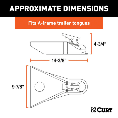 CURT 25210 Black A-Frame Trailer Coupler, 2-Inch Hitch Ball, 5,000 lbs