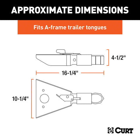 CURT 25217 Black A-Frame Trailer Coupler, 2-Inch Hitch Ball, 7,000 lbs