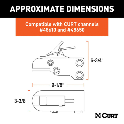CURT 25328 - 2-5/16in. Channel-Mount Coupler with Easy-Lock (15000 lbs Black)