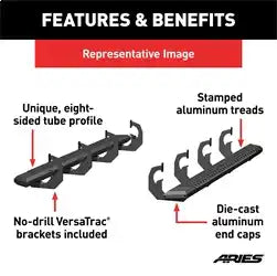 ARIES 2556014 - AdvantEDGE 5-1/2 x 75 Black Aluminum Side Bars, Select Ford F-250, F-350