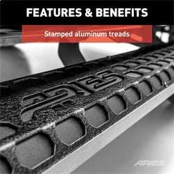 ARIES 2556014 - AdvantEDGE 5-1/2 x 75 Black Aluminum Side Bars, Select Ford F-250, F-350
