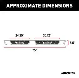 ARIES 2558012 - AscentStep 5-1/2 x 75 Black Steel Running Boards, Select Ford F150, F250, F350