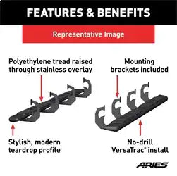 ARIES 2558021 - AscentStep 5-1/2 x 75 Black Steel Running Boards, Select Silverado, Sierra