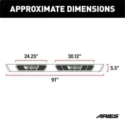 ARIES 2558024 - AscentStep 5-1/2 x 91 Black Steel Running Boards, Select Ford F250, F350, F450