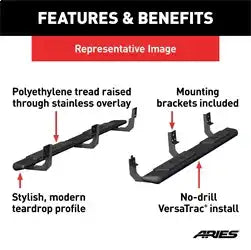 ARIES 2558030 - AscentStep 5-1/2 x 85 Black Steel Running Boards, Select Honda Ridgeline