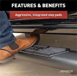 ARIES 2558045 - AscentStep 5-1/2 x 75 Black Steel Running Boards, Select Nissan Titan