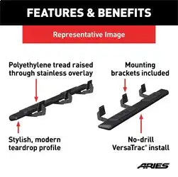 ARIES 2558047 - AscentStep 5-1/2 x 91 Black Steel Running Boards, Select Chevrolet, GMC