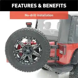ARIES 2563000 - Jeep Wrangler JK Heavy-Duty Spare Tire Carrier