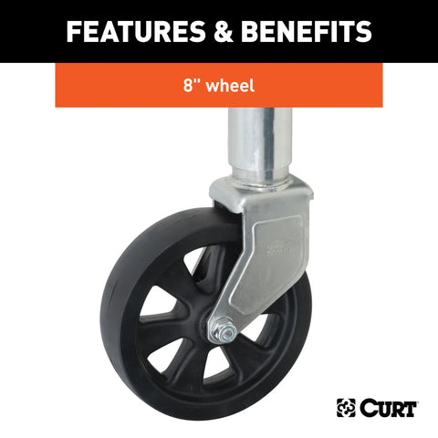 CURT 28116 - Marine Jack with 8in. Wheel (1500 lbs 10in. Travel Packaged)