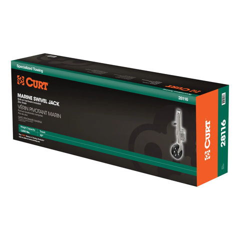 CURT 28116 - Marine Jack with 8in. Wheel (1500 lbs 10in. Travel Packaged)