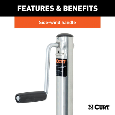 CURT 28155 Marine Jack with Dual 6 Wheels (1,500 lbs, 10 Travel)