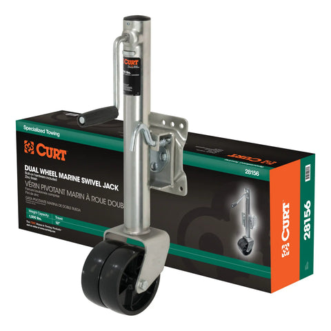 CURT 28156 Marine Jack with Dual 6 Wheels (1,500 lbs, 10 Travel, Packaged)