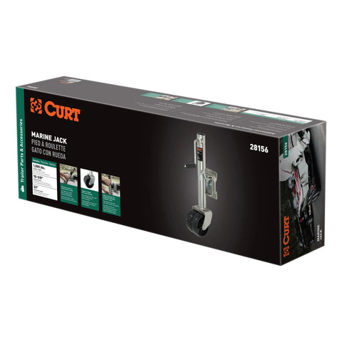 CURT 28156 Marine Jack with Dual 6 Wheels (1,500 lbs, 10 Travel, Packaged)