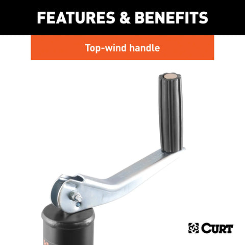 CURT 28203 A-Frame Trailer Jack, 2,000 lbs, 14-3/4 Inches Vertical Travel