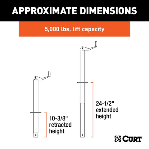 CURT 28250 A-Frame Jack with Top Handle (5,000 lbs, 14 Travel)