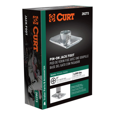 CURT 28273 Trailer Jack Foot, Fits 2-Inch Diameter Tube, Supports 2,000 lbs