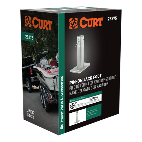 CURT 28275 Pin-On Jack Foot (Fits 2 Tube, 2,000 lbs, 8-1/2 Height, Packaged)