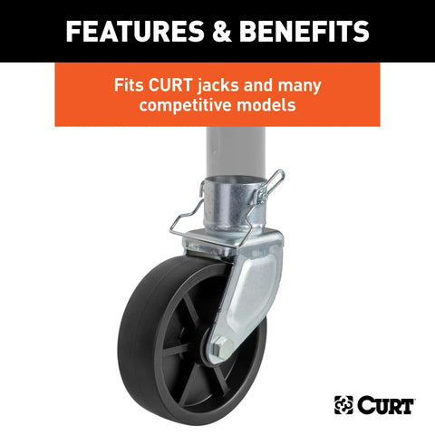 CURT 28276 6 Jack Caster (Fits 2 Tube, 1,200 lbs.)