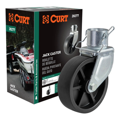 CURT 28277 6 Jack Caster (Fits 2 Tube, 1,200 lbs, Packaged)