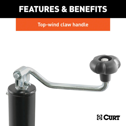 CURT 28320 Pipe-Mount Swivel Jack with Top Handle (2,000 lbs, 10 Travel)