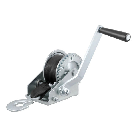 CURT 29433 Hand Crank Winch with 15' Strap (900 lbs, 6-1/2 Handle)