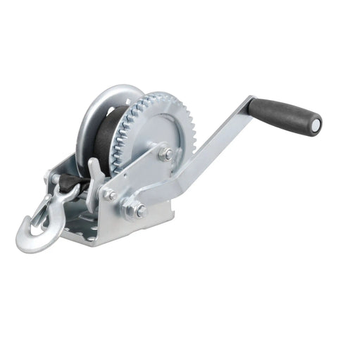 CURT 29435 Hand Crank Winch with 20' Strap (1,400 lbs, 7-1/2 Handle)