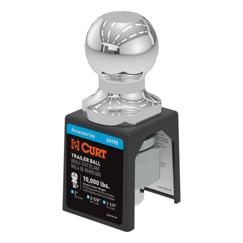 CURT 40190 2 Trailer Ball (1-1/4 x 2-5/8 Shank, 10,000 lbs, Chrome)