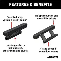 ARIES 3025144 - ActionTrac 48.75 Powered Running Boards (No Brackets)