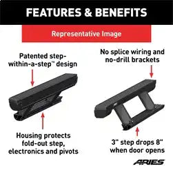ARIES 3047953 - ActionTrac 83.6 Powered Running Boards, Select Toyota Tacoma Crew Cab