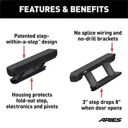 ARIES 3048321 - ActionTrac 87.6 Powered Running Boards, Select Ford F-Series Crew Cab