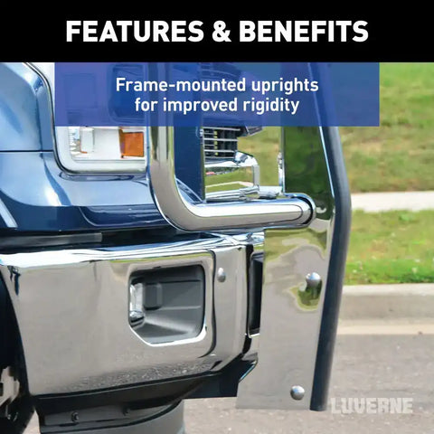 LUVERNE 330312 - Chrome Steel 2 Tubular Grille Guard, Select Chevrolet Silverado 2500, 3500 HD