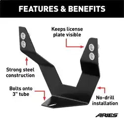 ARIES 35-0000 - 3-Inch Bull Bar License Plate Bracket