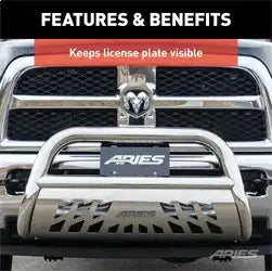 ARIES 35-0000 - 3-Inch Bull Bar License Plate Bracket