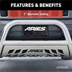 ARIES 35-2006 - 3 Polished Stainless Bull Bar, Select Toyota 4Runner