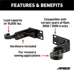 ARIES 35-5TOW - Dodge, Ram 2500, 3500 Truck Bull Bar Tow Hooks