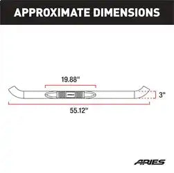 ARIES 35800 - 3 Round Black Steel Side Bars, Select Jeep Wrangler JK
