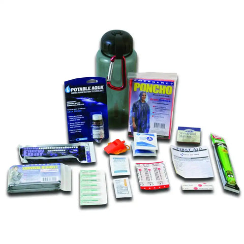Ready America 70060 Emergency Kit With 400 Calorie Food Bar/ Water Purification Tablets/ 18 Piece First Aid Kit