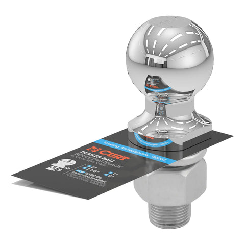 CURT 40037 2 Trailer Ball (1 x 2-1/8 Shank, 7,500 lbs., Chrome)