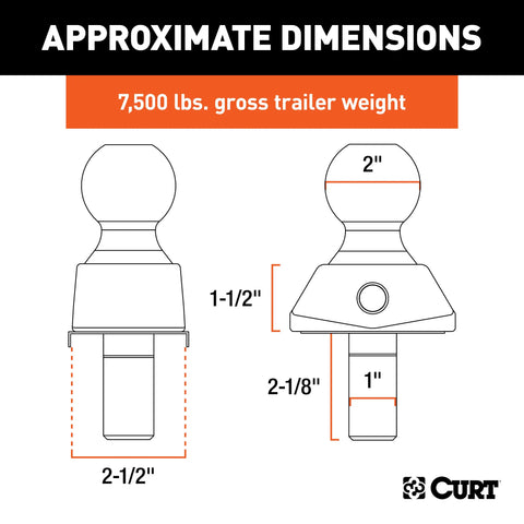 CURT 40047 RockerBall 2 Cushion Hitch Trailer Ball (1 Shank, 7,500 lbs.)
