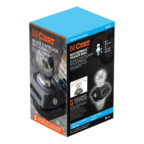 CURT 40047 RockerBall 2 Cushion Hitch Trailer Ball (1 Shank, 7,500 lbs.)