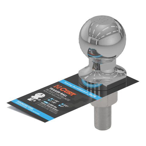 CURT 40050 1-7/8 Trailer Ball (3/4 x 2-1/8 Shank, 2,000 lbs., Stainless)