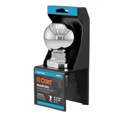 CURT 40067 2-5/16 Trailer Ball (1 x 2-1/8 Shank, 7,500 lbs., Chrome, Packaged)