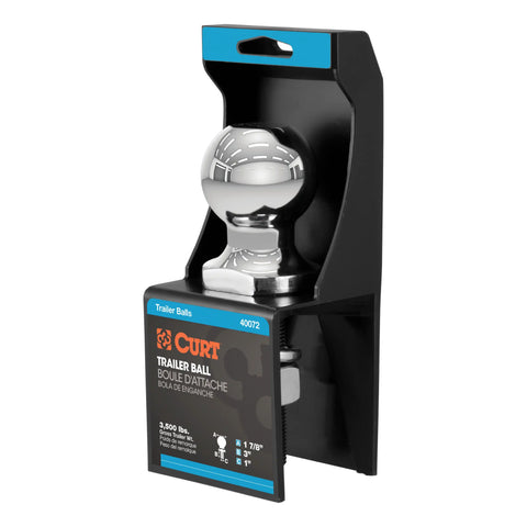 CURT 40072 1-7/8 Trailer Ball (1 x 3 Shank, 3,500 lbs., Chrome, Packaged)