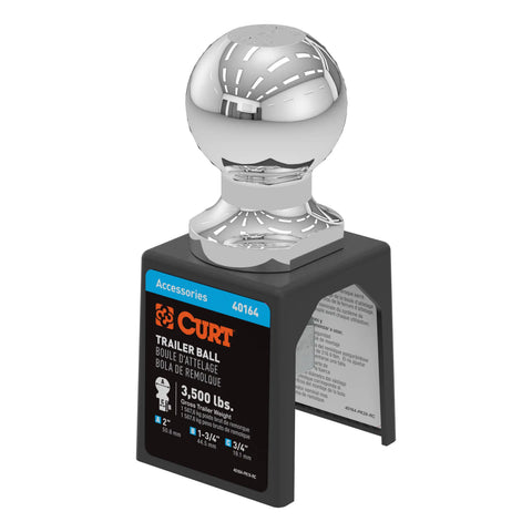 CURT 40164 2 Trailer Ball (3/4 x 1-3/4 Shank, 3,500 lbs., Chrome, Packaged)