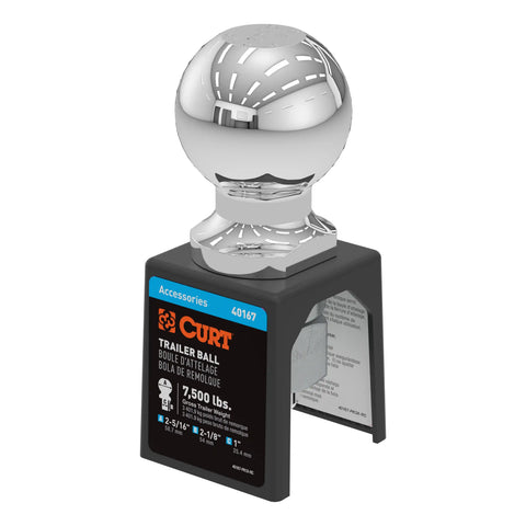 CURT 40167 2-5/16 Trailer Ball (1 x 2-1/8 Shank, 7,500 lbs., Chrome, Packaged)