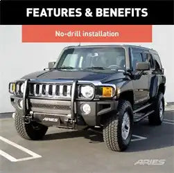ARIES 4078 - Black Steel Grille Guard, No-Drill, Select Hummer H3, H3T